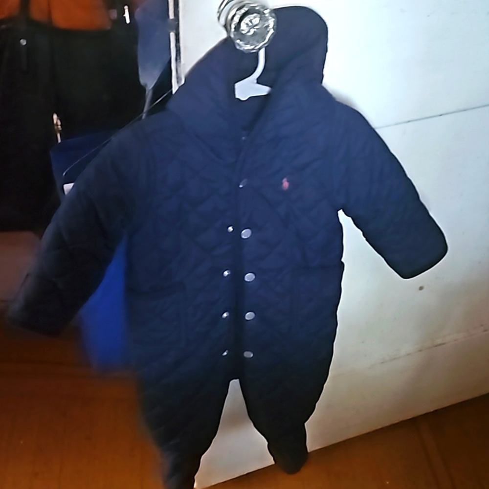 Ralph Lauren Puffer Snowsuit Baby Bunting Boys Size 6 Months 6mo Fleece Lined